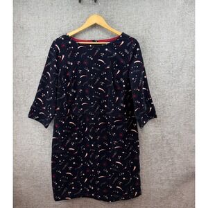 Boden Navy Celestial Shooting Star Women's Size 12 Corduroy Cotton Dress Pockets